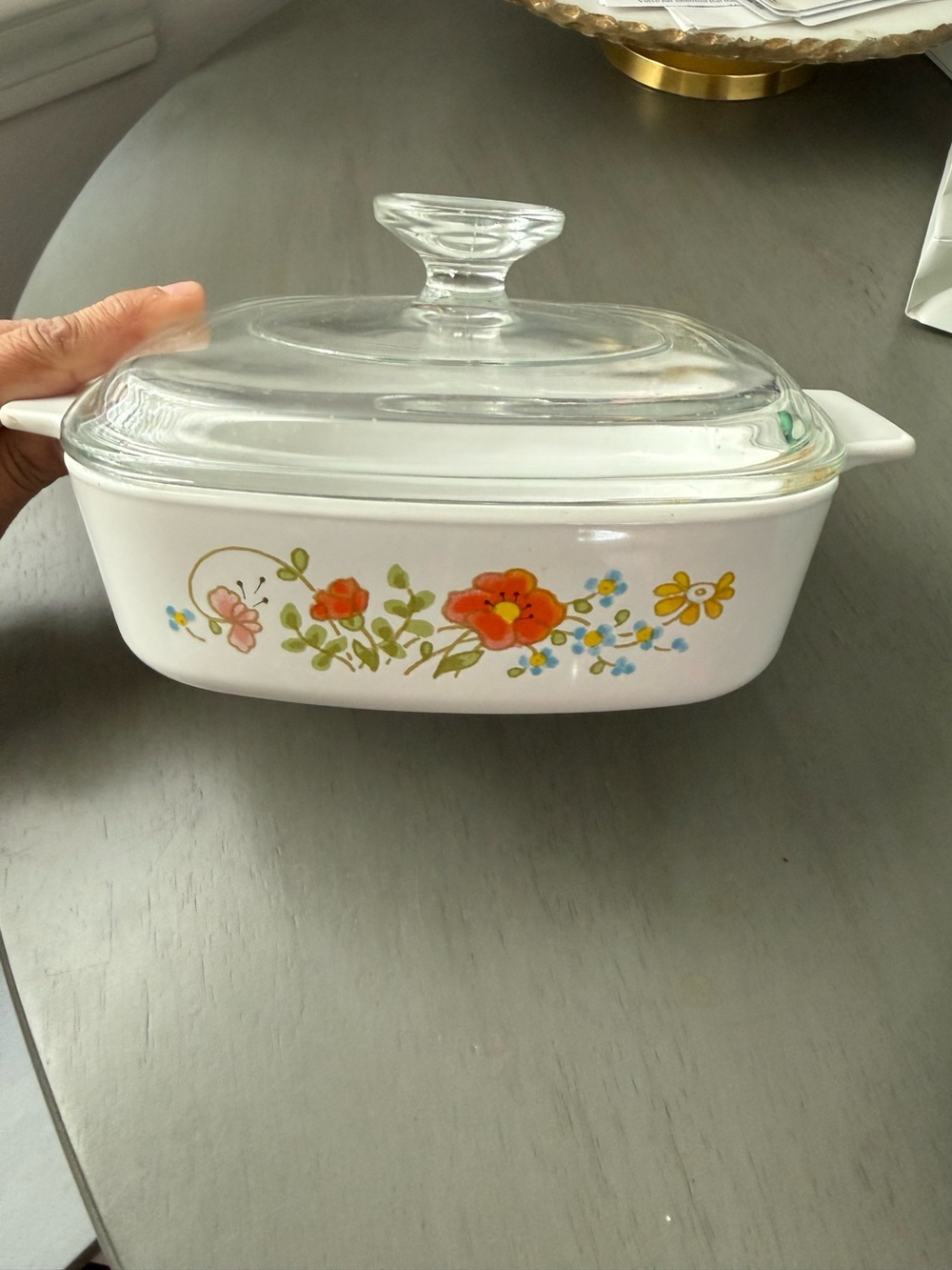Vintage Corning Ware A-1-B Wildflower 1 Quart Casserole Dish w/ Glass Pyrex Lid